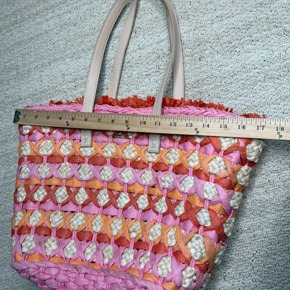 Spartina 449 Daufuskie Island Straw Tote Bag Women's Large‎ Pink Orange Woven - Picture 7 of 9